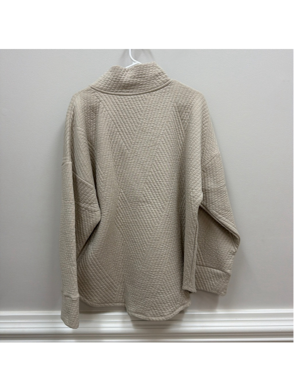 NWT Gap Fit Quilted Jacquard Half-Zip Pullover in Moonstone Beige Sz XL! - Picture 8 of 8